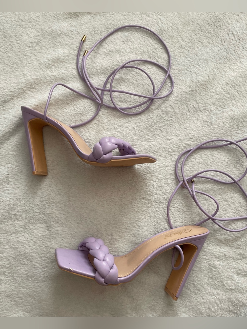 Lilac Braided Lace-Up High Heel Sandals Women’s size 6.5